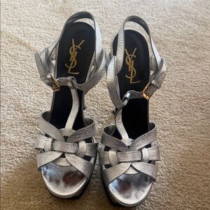 YSL silver pumps size 38.5